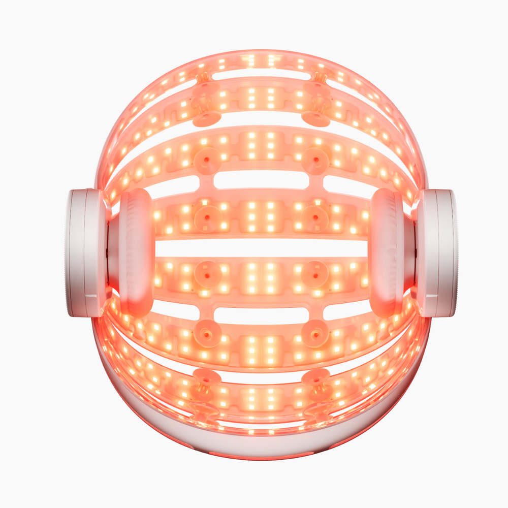 CurrentBody LED Hair Growth Helmet interior view showing illuminated LEDs