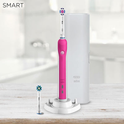 Oral-B Smart 4 4000 3D White Pink Bluetooth Enabled Electric Toothbrush + Travel Case
