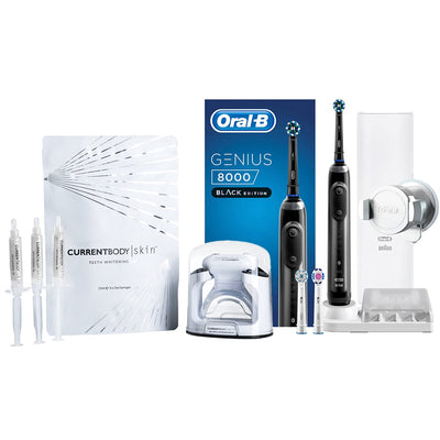 CurrentBody Skin Teeth Whitening Kit + Oral-B Genius 8000 Cross Action Black Electric Toothbrush