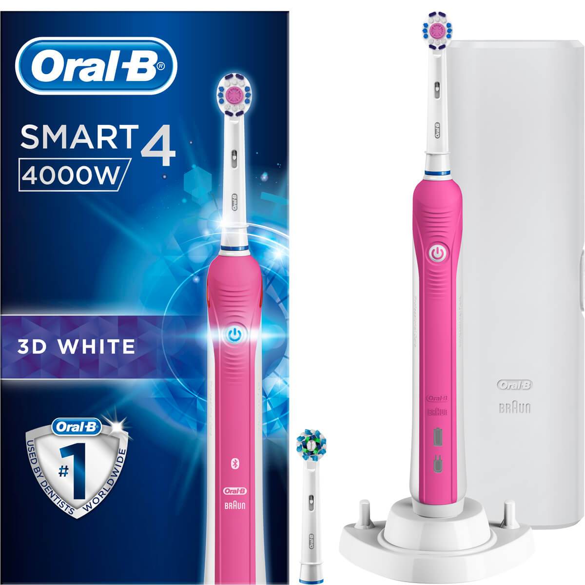 Oral B Smart 4 4000 3D White Pink Bluetooth Enabled Electric